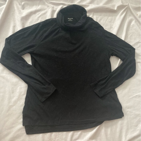 Madewell Whisper Cotton Turtleneck Tee Size Small Black - Picture 2 of 6